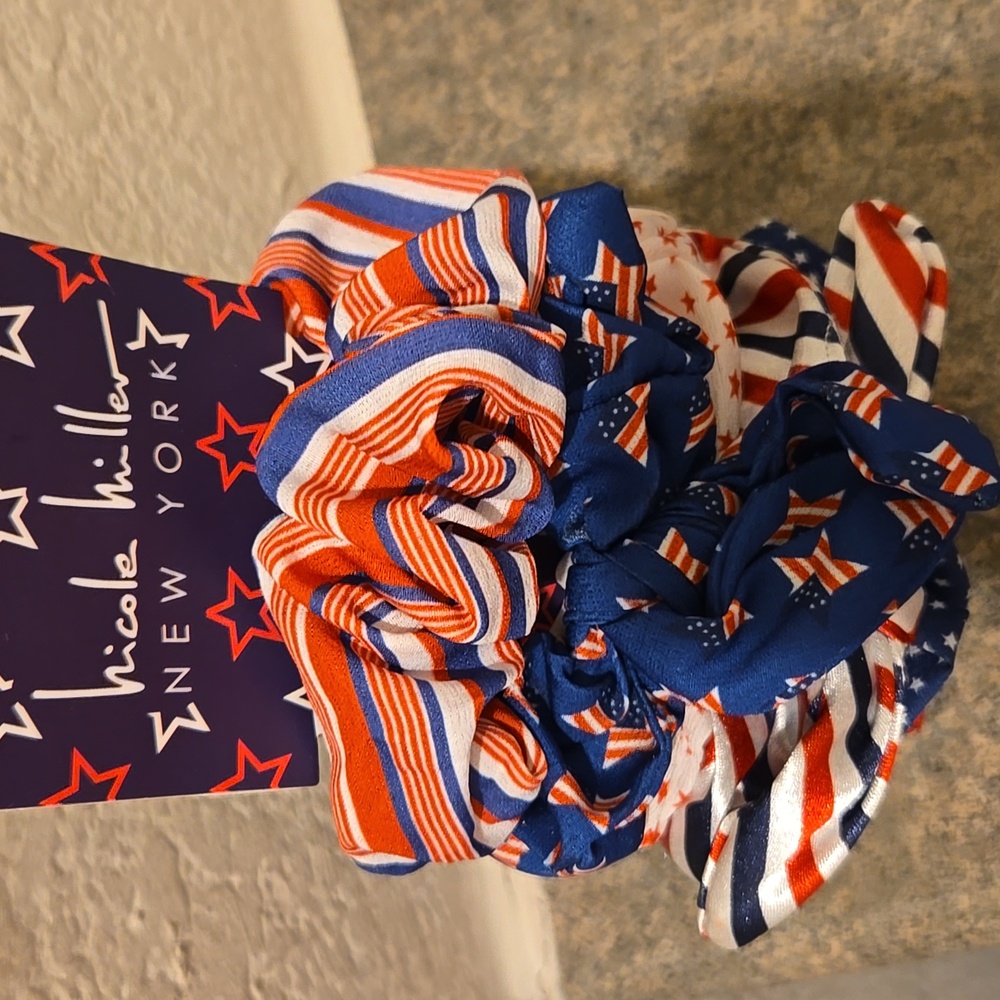 Red and White Hair Scrunchies Accessory for Celebrations Six Pair nwt - Picture 2 of 2